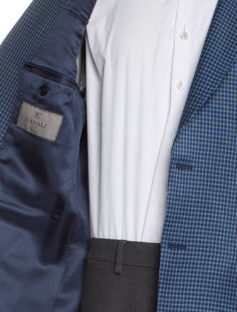 Canali Silk Plaid Print Blazer