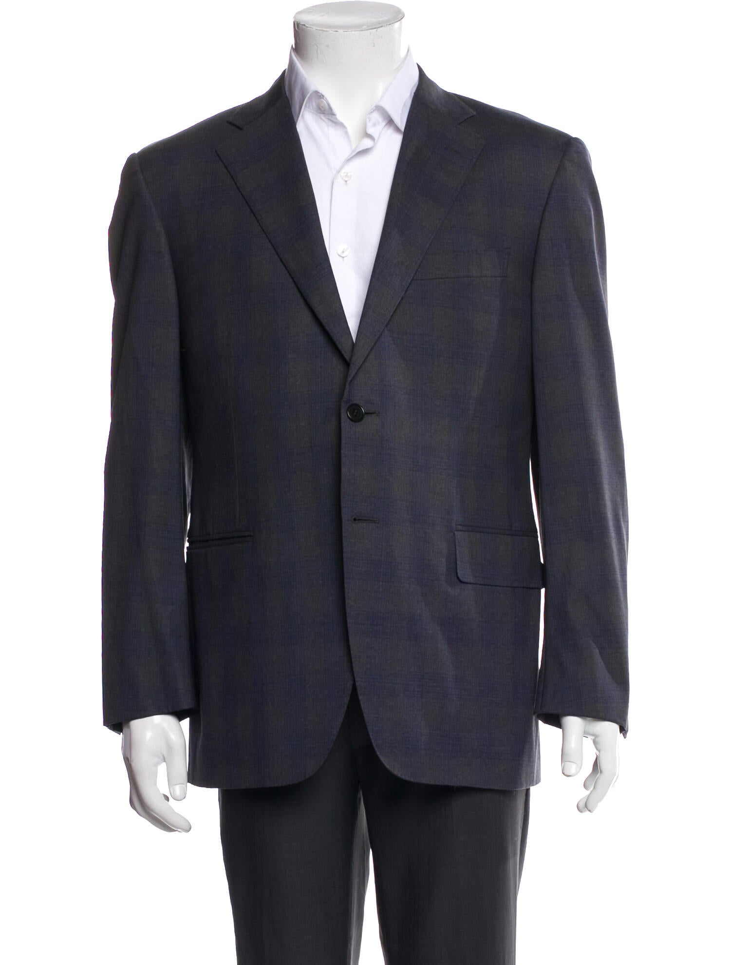 Canali Wool Plaid Print Utility Jacket