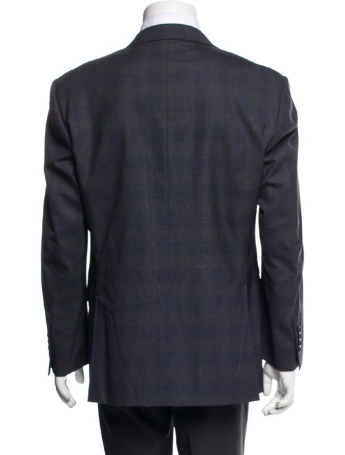 Canali Wool Plaid Print Utility Jacket