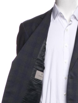 Canali Wool Plaid Print Utility Jacket