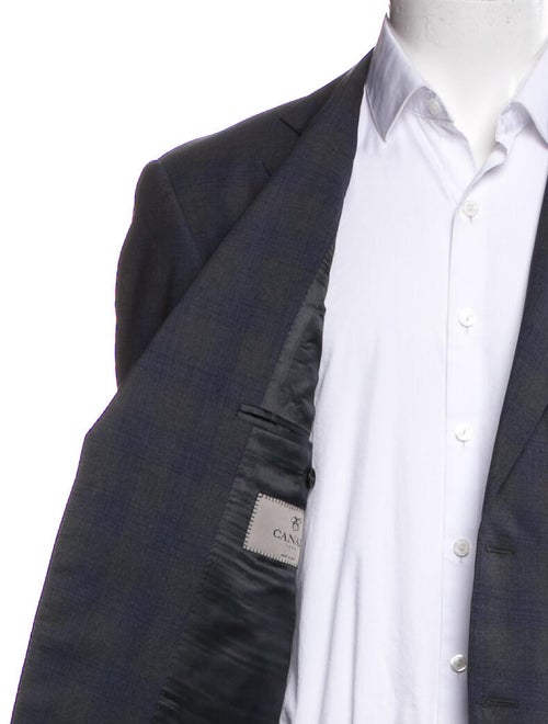 Canali Wool Plaid Print Utility Jacket