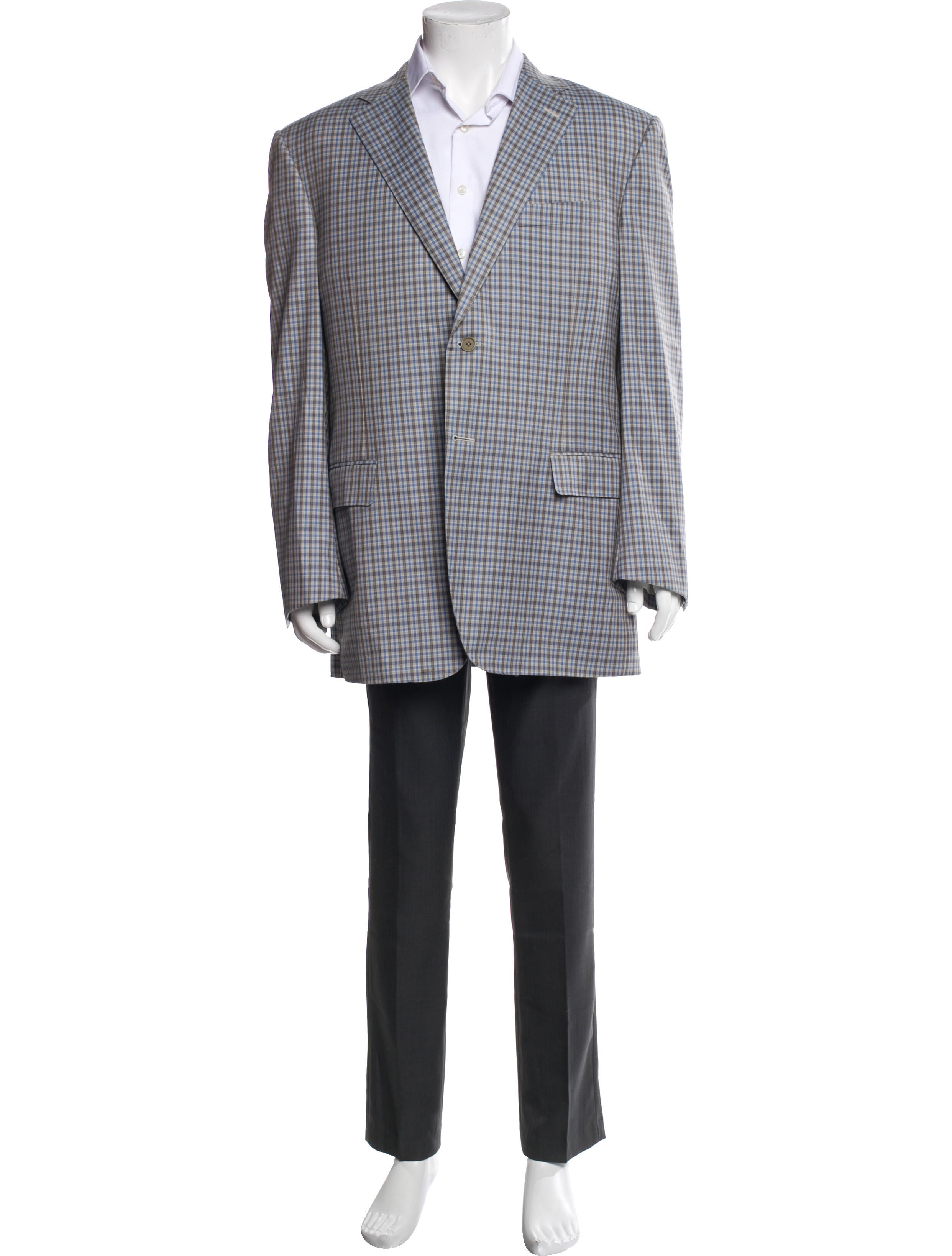 Canali Wool Plaid Print Overcoat