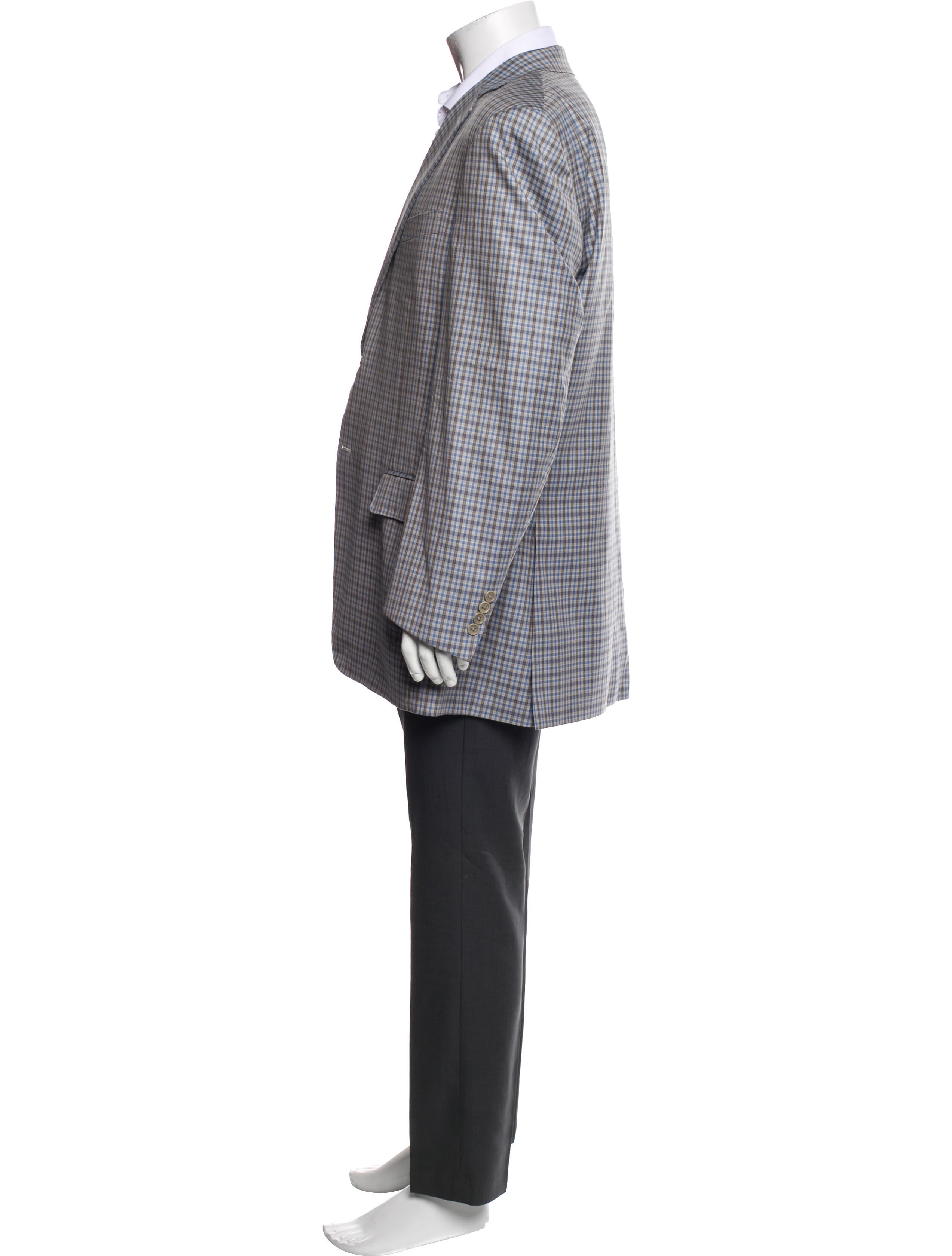 Canali Wool Plaid Print Overcoat
