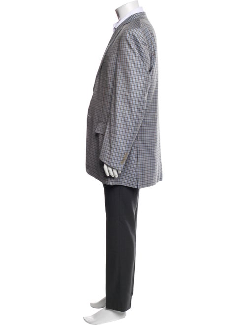 Canali Wool Plaid Print Overcoat