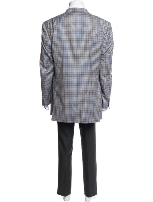 Canali Wool Plaid Print Overcoat