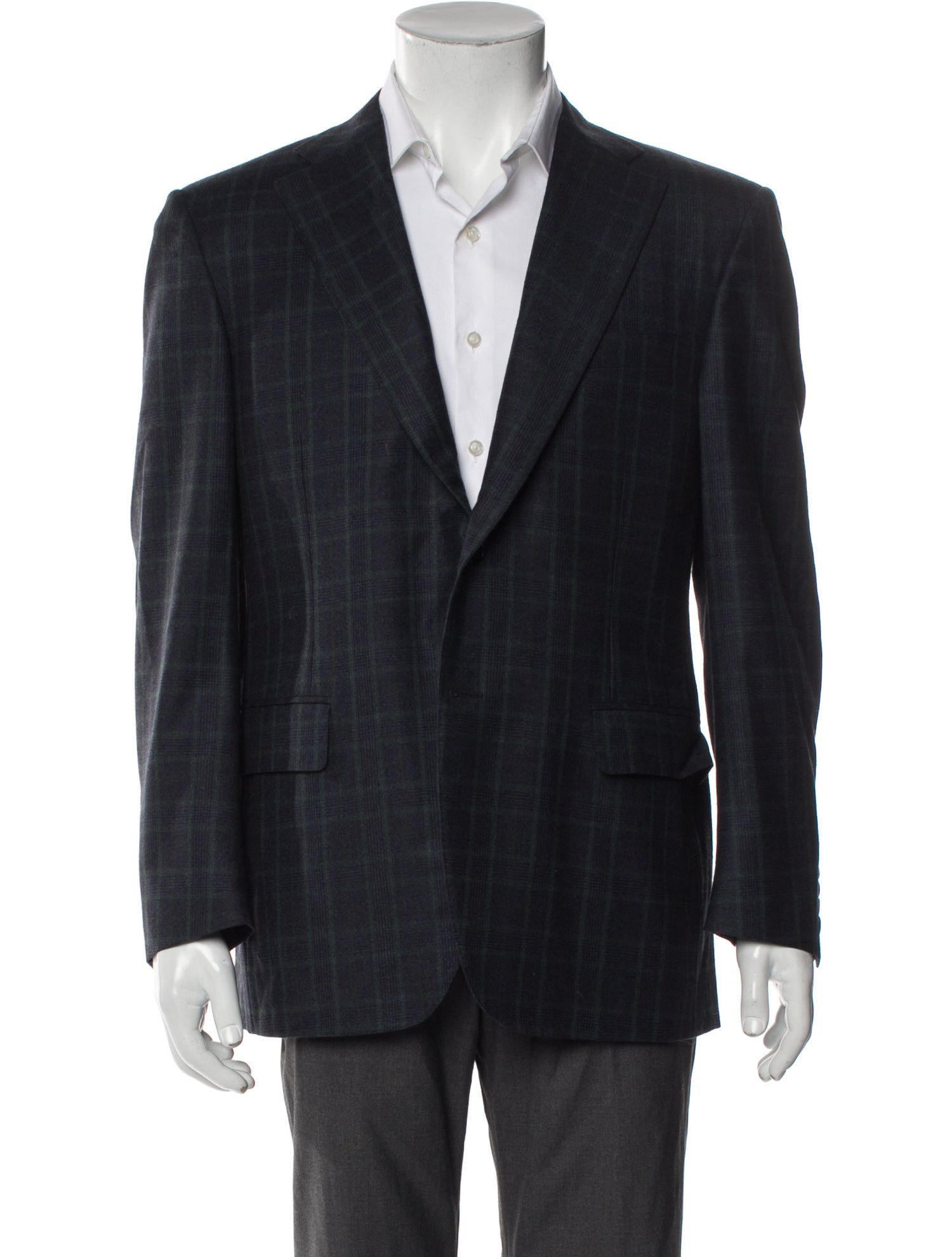 Canali Wool Plaid Print Overcoat
