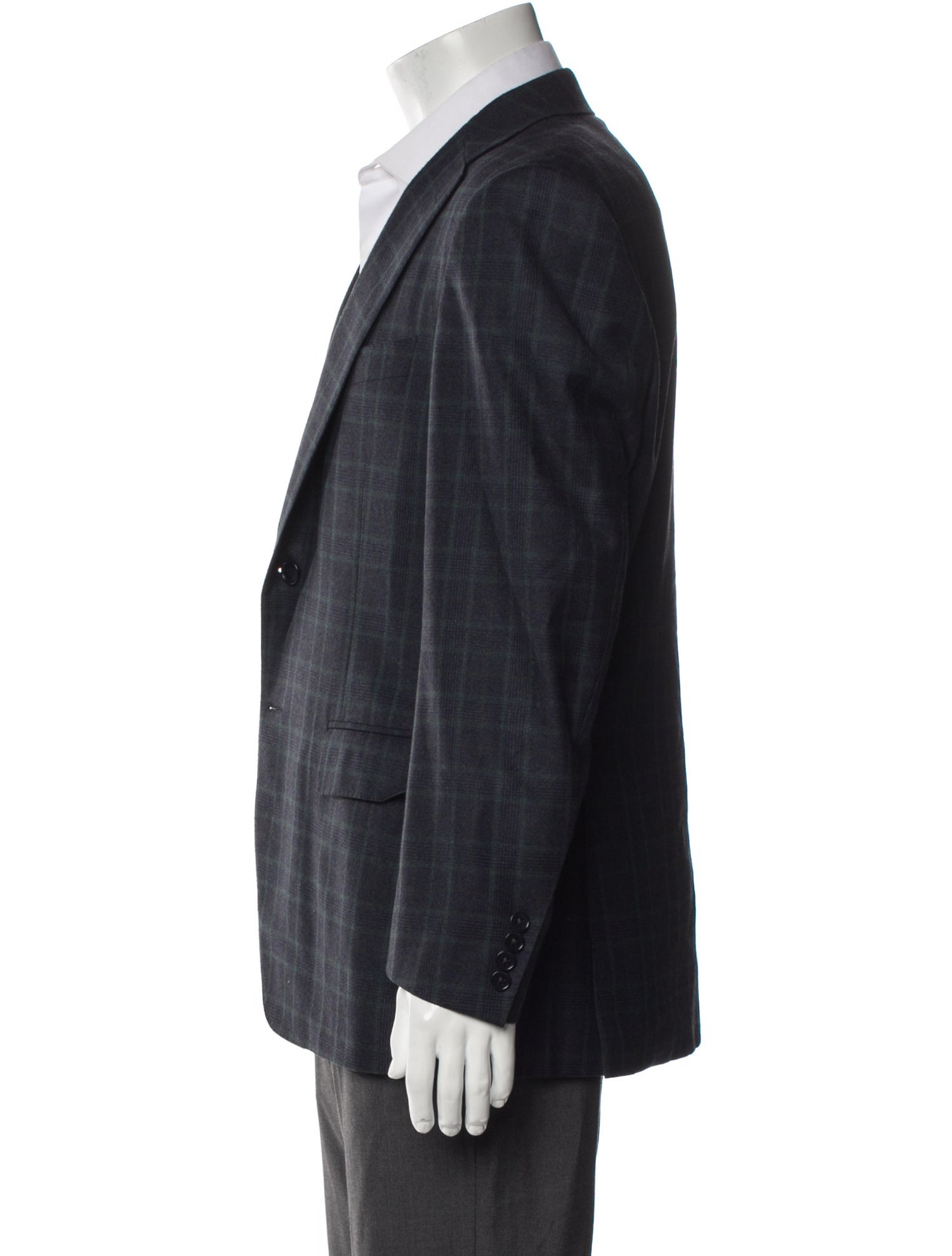 Canali Wool Plaid Print Overcoat