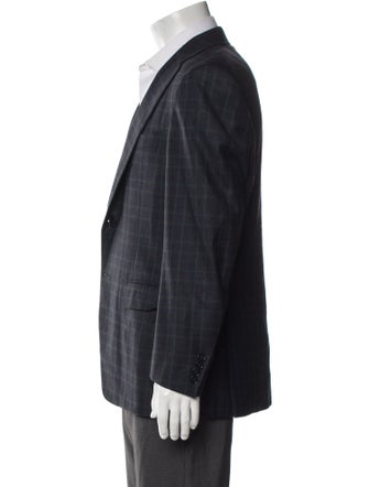 Canali Wool Plaid Print Overcoat
