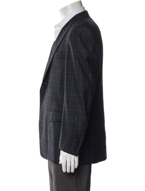 Canali Wool Plaid Print Overcoat