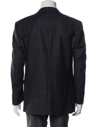 Canali Wool Plaid Print Overcoat