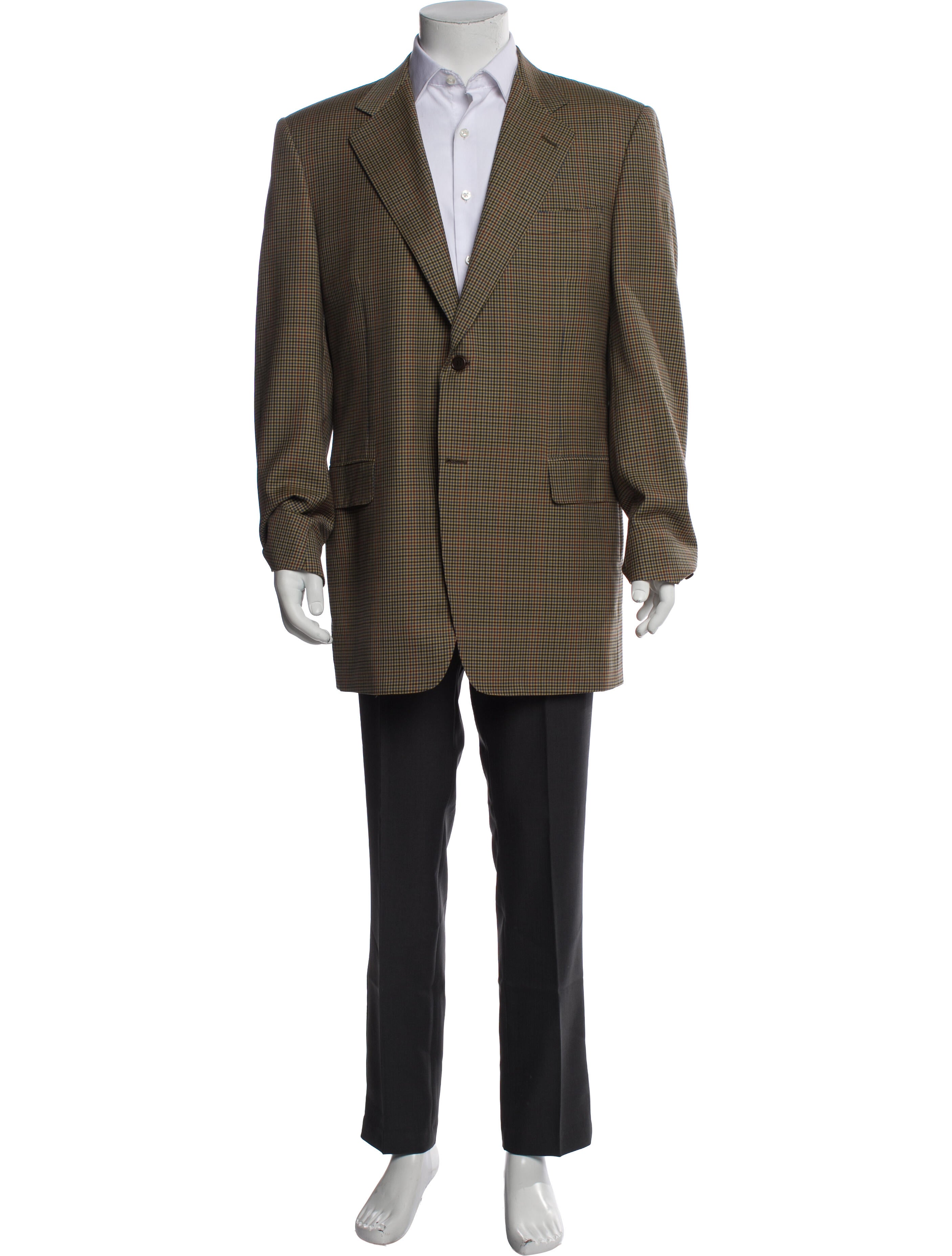 Canali Wool Plaid Print Overcoat