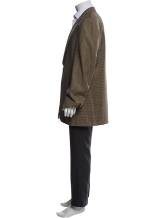 Canali Wool Plaid Print Overcoat