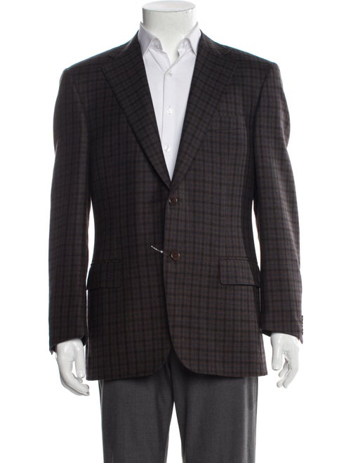 Canali Plaid Print Peacoat