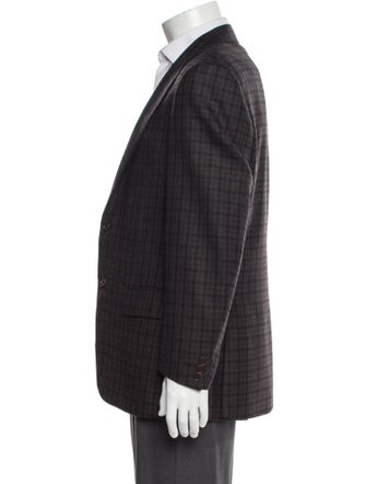 Canali Plaid Print Peacoat