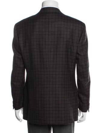 Canali Plaid Print Peacoat