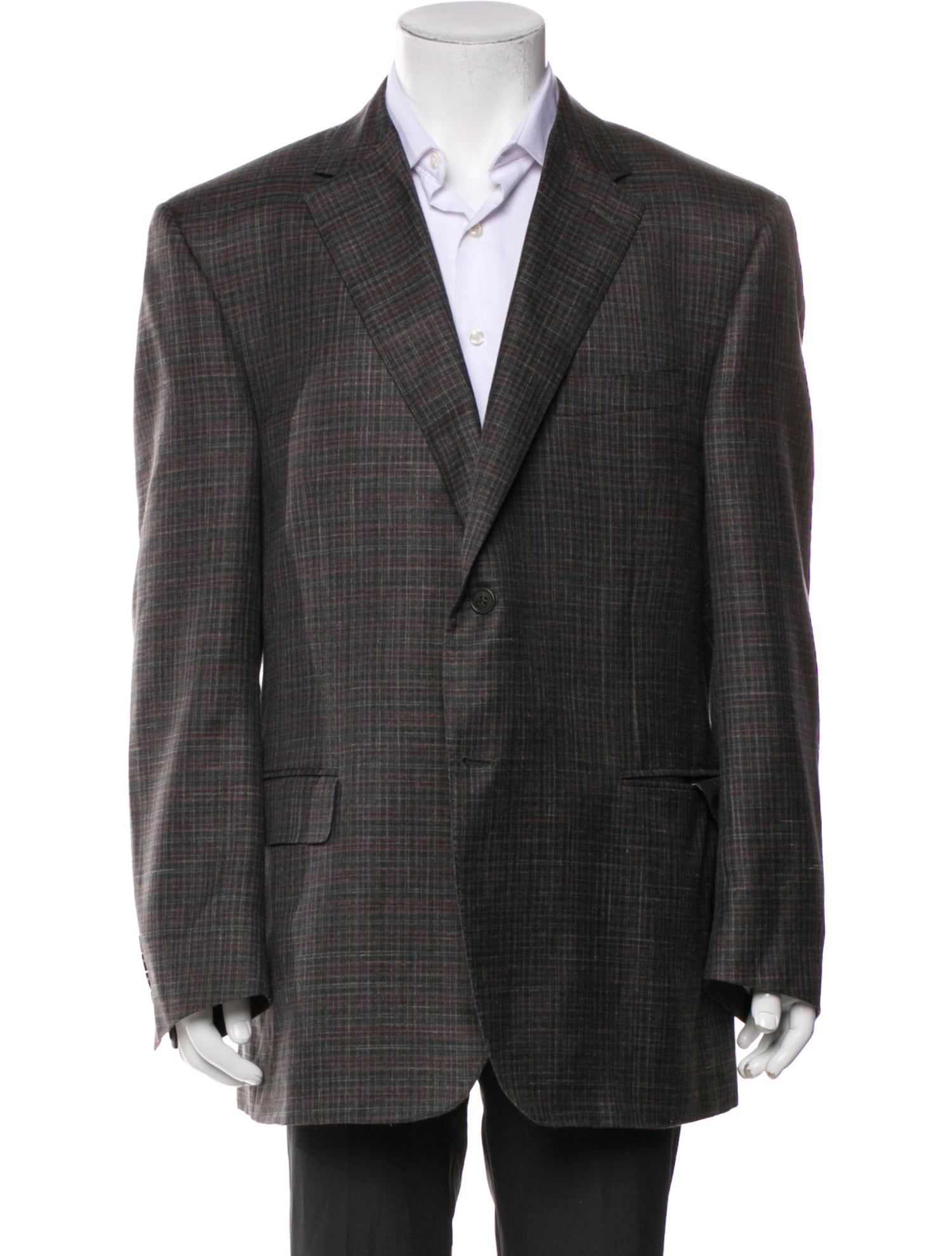 Canali Wool Plaid Print Blazer