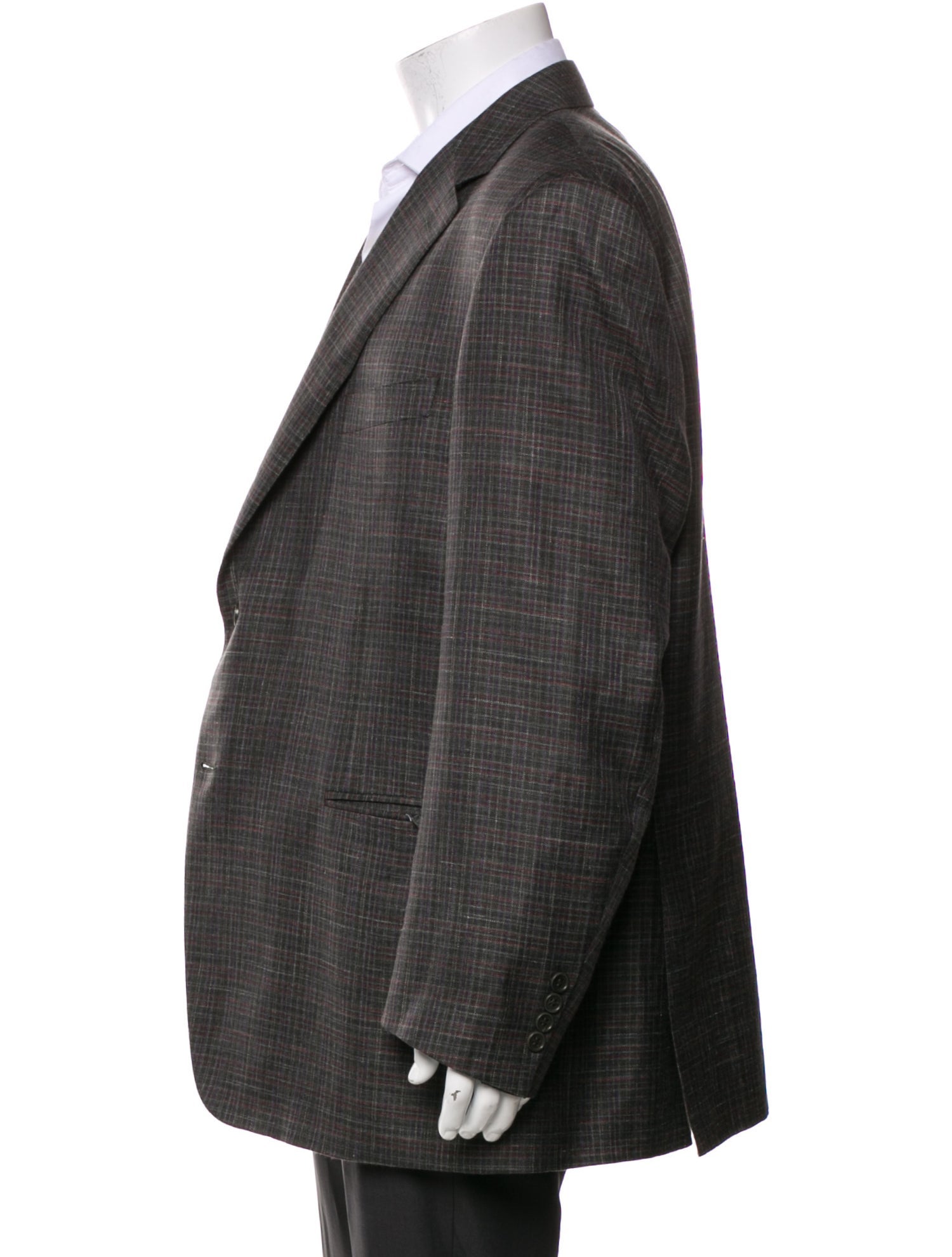 Canali Wool Plaid Print Blazer