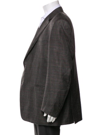 Canali Wool Plaid Print Blazer