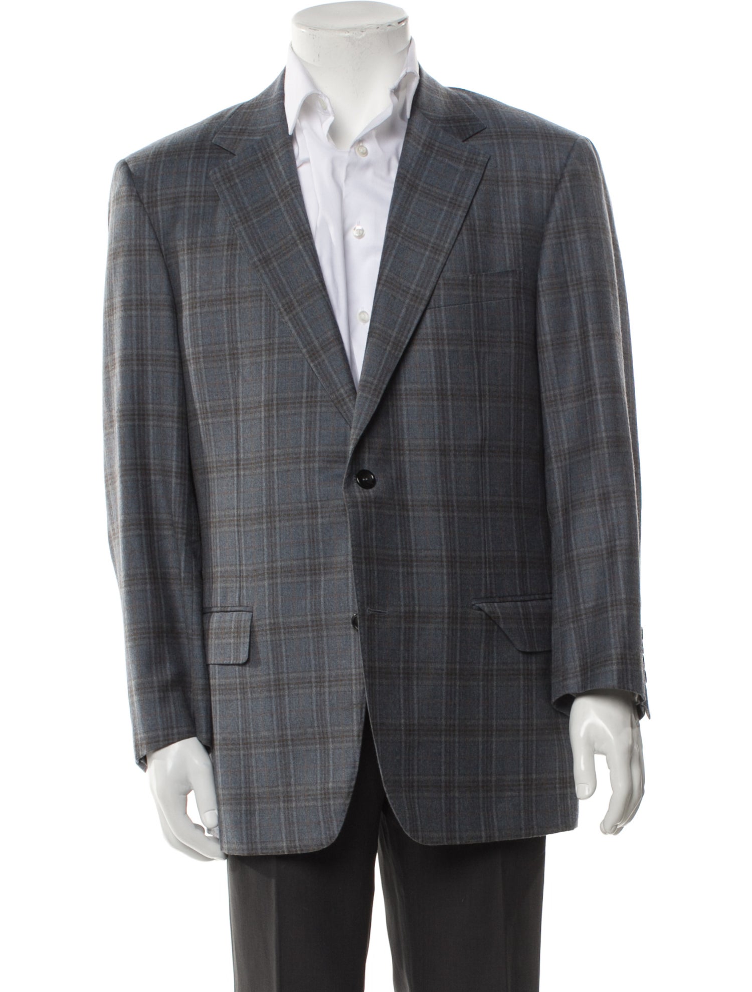 Canali Cashmere Plaid Print Blazer