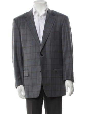 Canali Cashmere Plaid Print Blazer