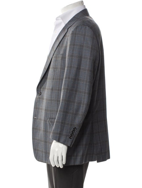 Canali Cashmere Plaid Print Blazer