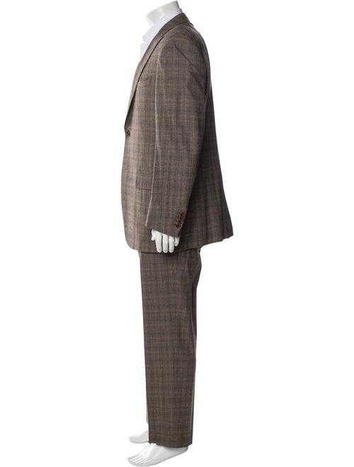 Canali Wool Plaid Print Three-Piece Suit