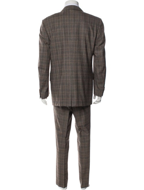 Canali Wool Plaid Print Three-Piece Suit