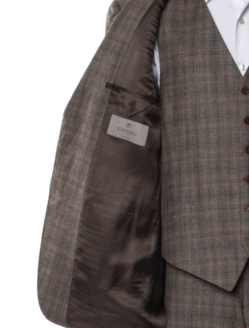Canali Wool Plaid Print Three-Piece Suit