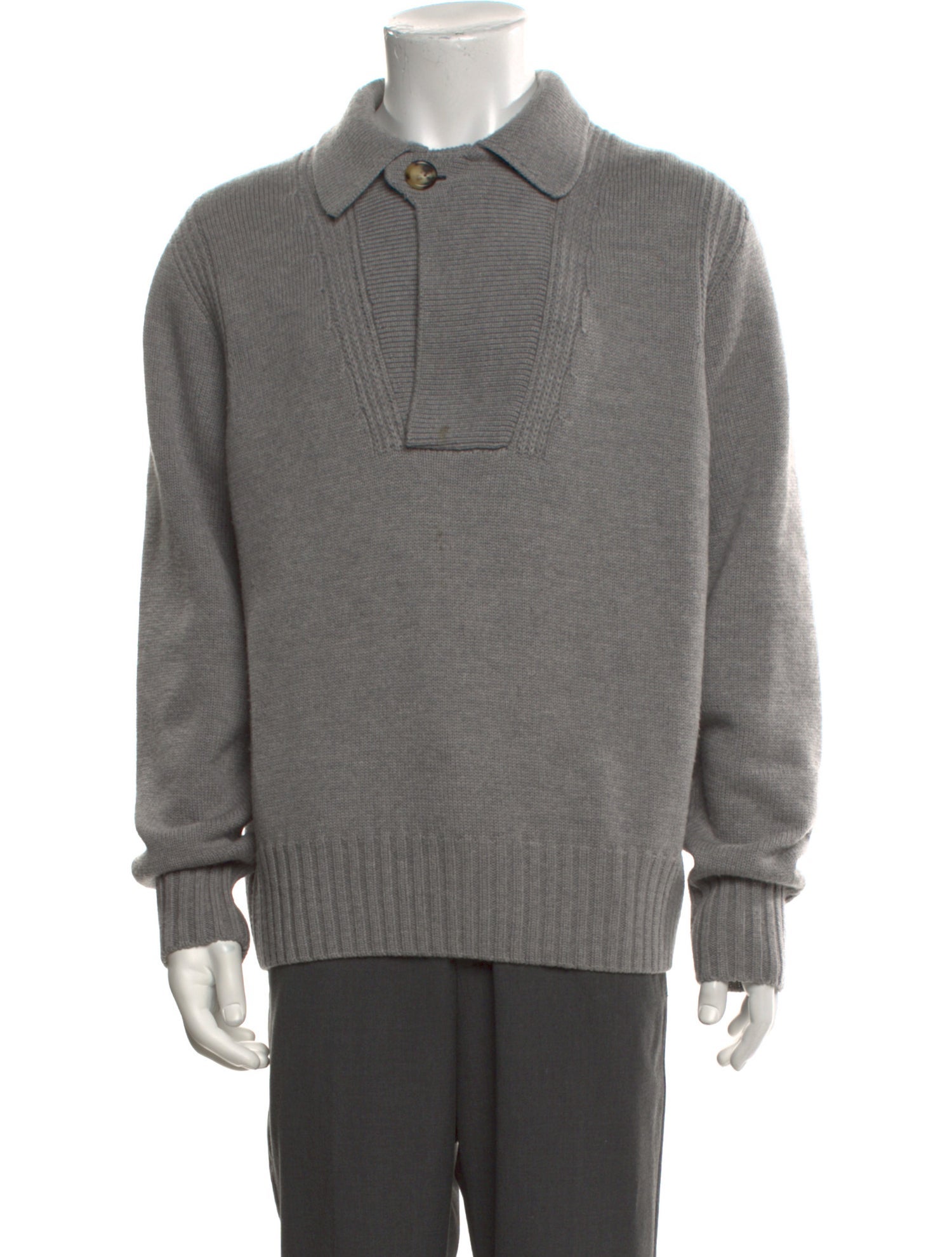 Canali Wool Mock Neck Polo Sweater