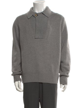 Canali Wool Mock Neck Polo Sweater