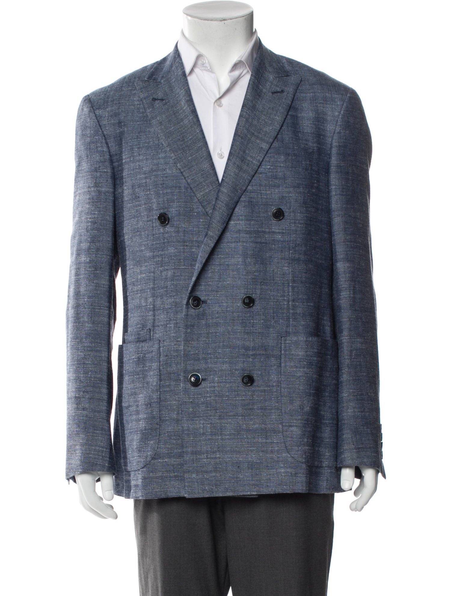 Canali Wool Plaid Print Peacoat