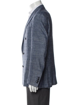 Canali Wool Plaid Print Peacoat