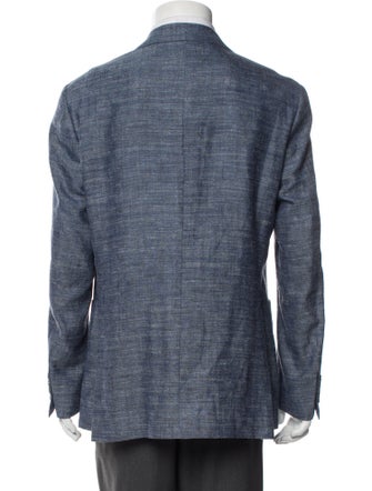 Canali Wool Plaid Print Peacoat