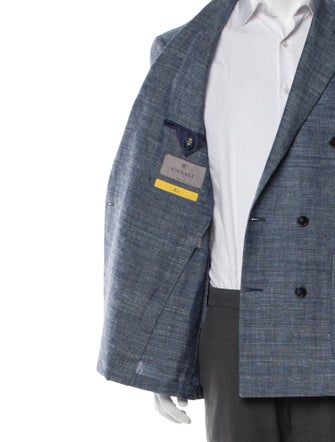 Canali Wool Plaid Print Peacoat