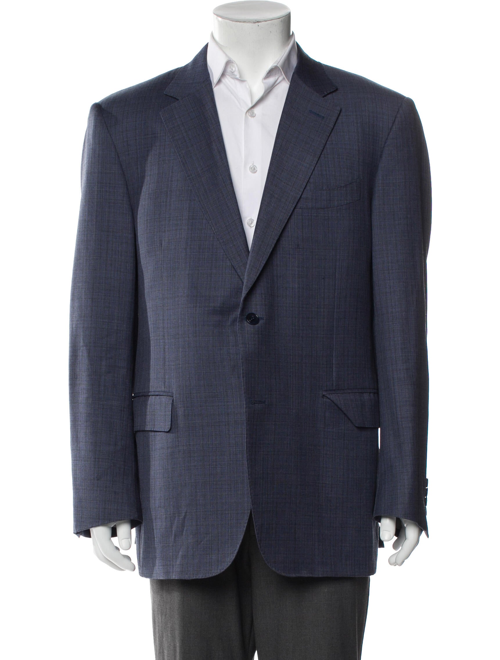 Canali Wool Plaid Print Blazer