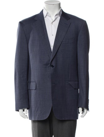 Canali Wool Plaid Print Blazer