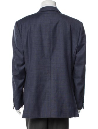 Canali Wool Plaid Print Blazer