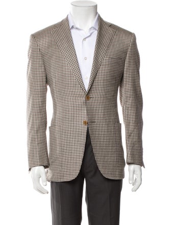 Canali Wool Plaid Print Coat