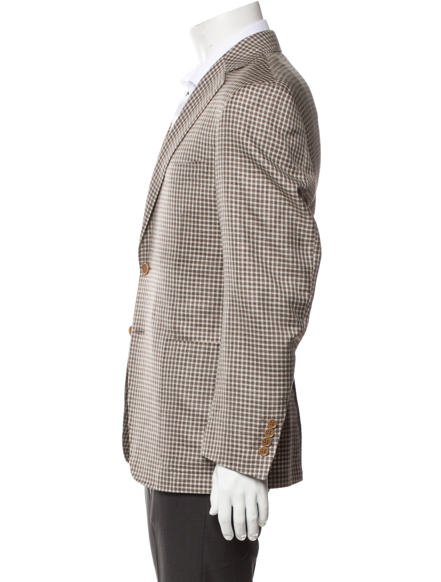 Canali Wool Plaid Print Coat