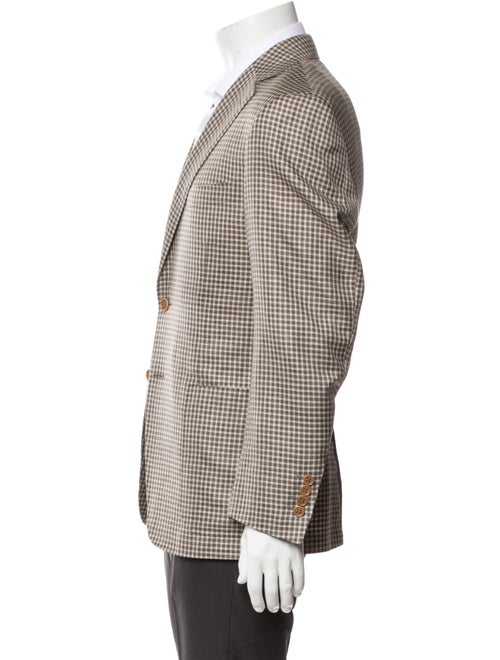 Canali Wool Plaid Print Coat