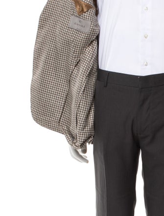 Canali Wool Plaid Print Coat