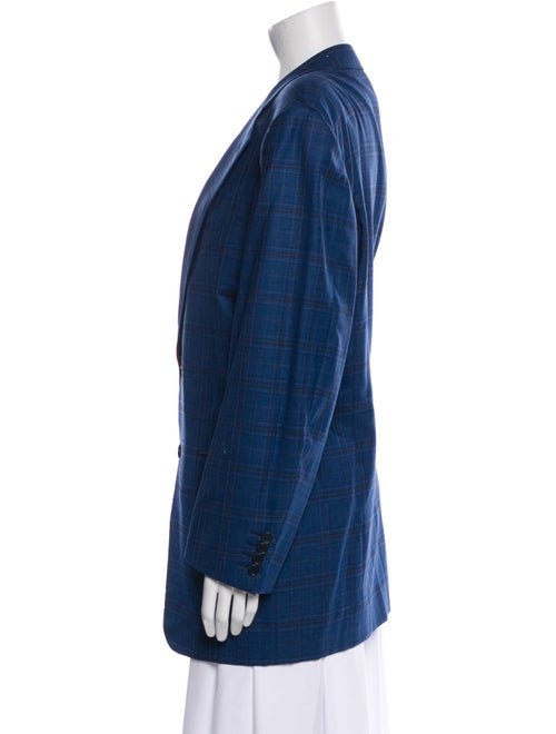 Canali Wool Plaid Print Jacket
