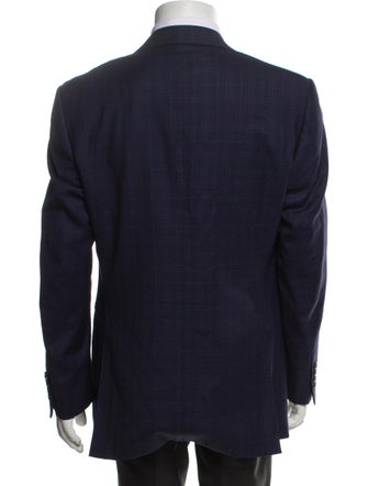 Canali Wool Plaid Print Blazer