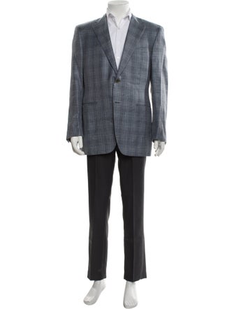 Canali Wool Plaid Print Blazer