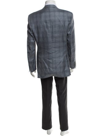 Canali Wool Plaid Print Blazer