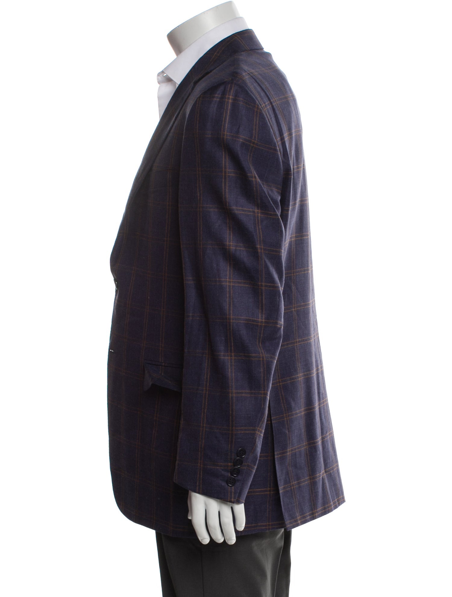 Canali Wool Plaid Print Blazer