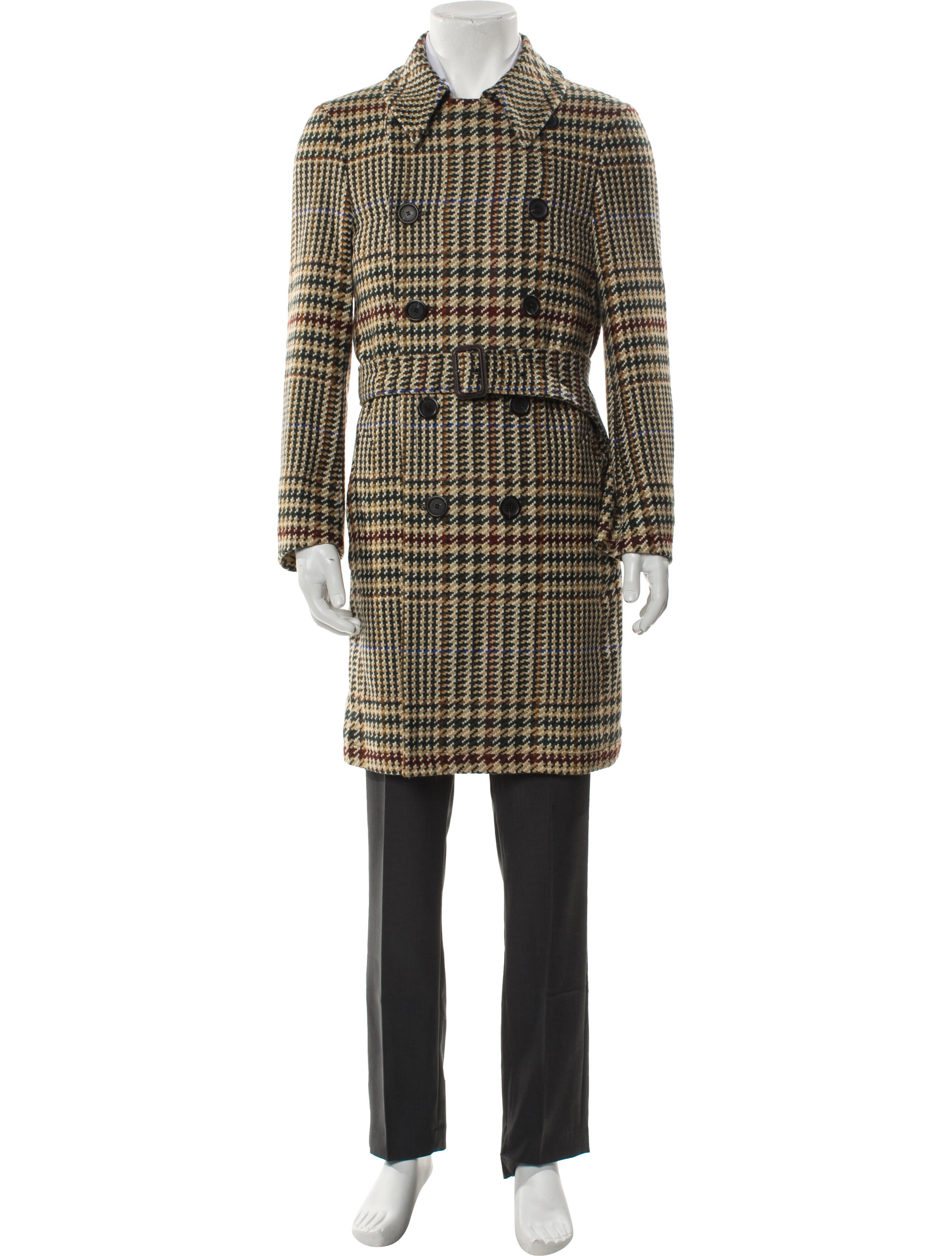 Canali Wool Houndstooth Print Trench Coat w/ Tags