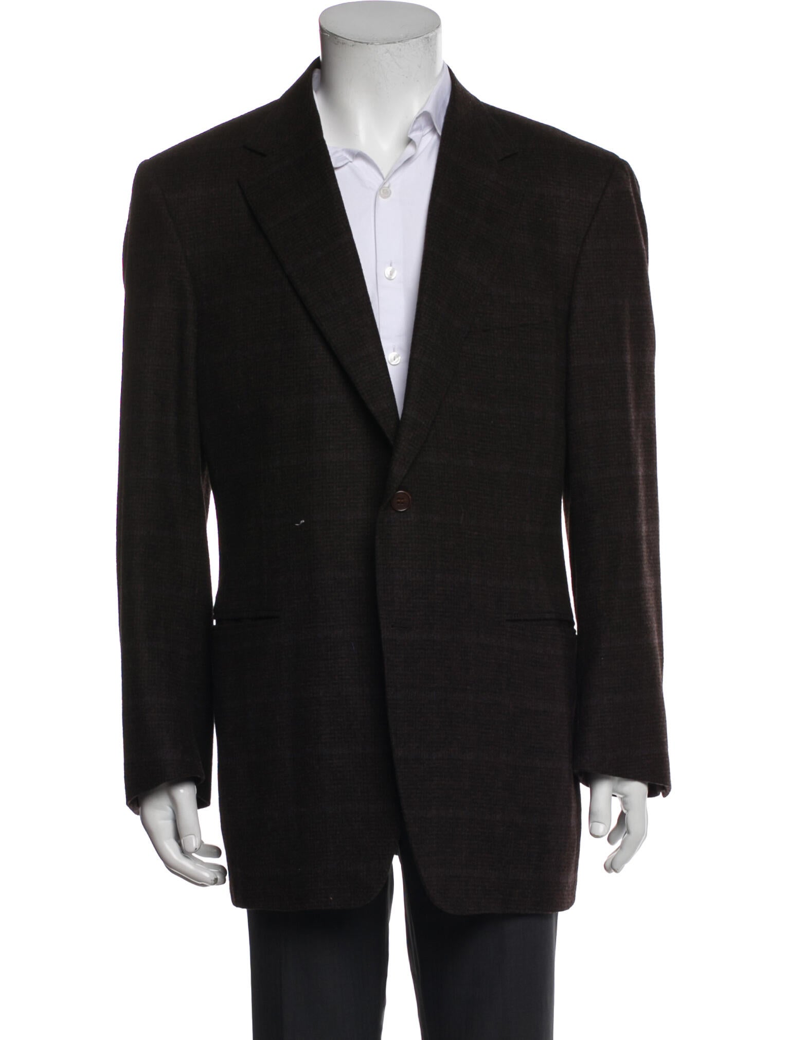 Canali Wool Plaid Print Overcoat