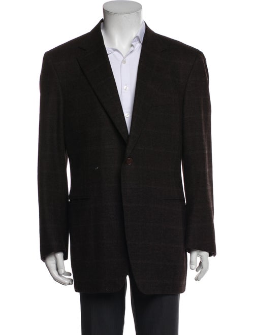Canali Wool Plaid Print Overcoat