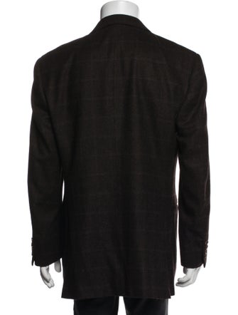 Canali Wool Plaid Print Overcoat